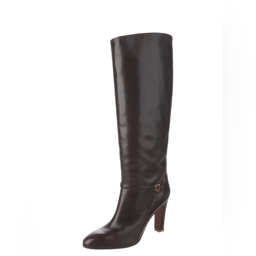 Gucci Vintage Knee-High Riding Boots,Interlocking G Logo, Block Heels